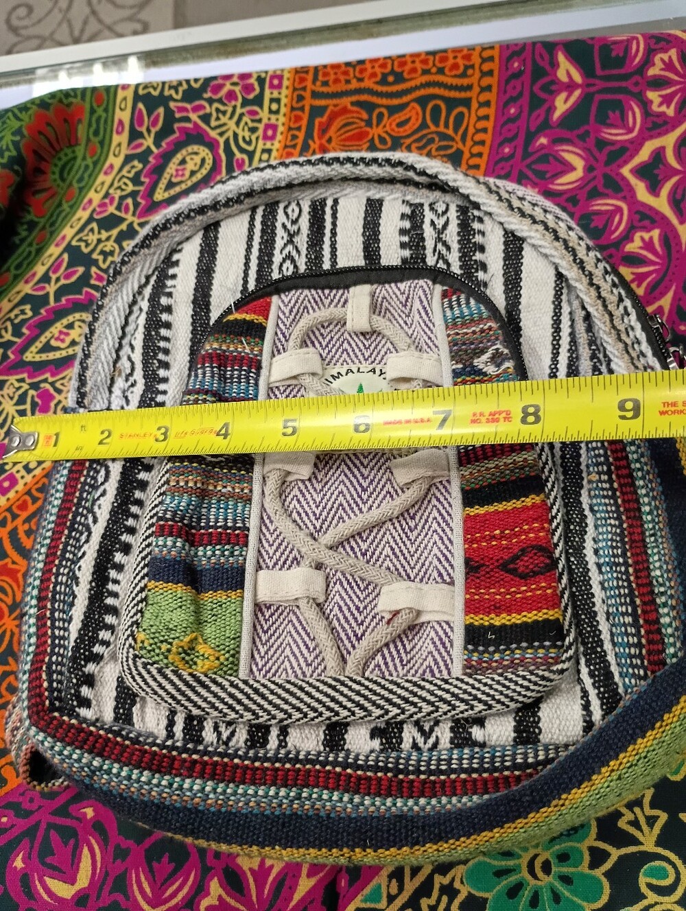 NWOT Himalayan Hemp Striped MiniBackpack with Colorful Panels - Picture 5 of 7